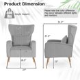 thumbnail image 3 of Costway Velvet Upholstered Wingback Chair with Lumbar Pillow & Golden Metal Legs Grey, 3 of 8