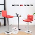 thumbnail image 4 of Homall Bar Stools Set of 2 Modern PU Leather Hydraulic Kitchen Counter Square Island Height Adjustable Swivel Barstools with Back, Red, 4 of 7