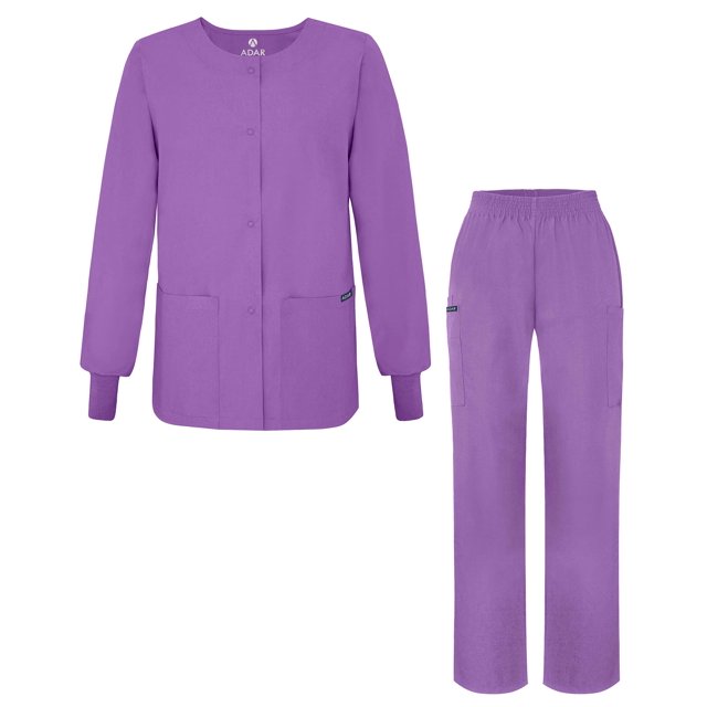 Adar Universal Women's Scrub Set - Warm-Up Scrub Jacket and Elastic Pull-On Pants