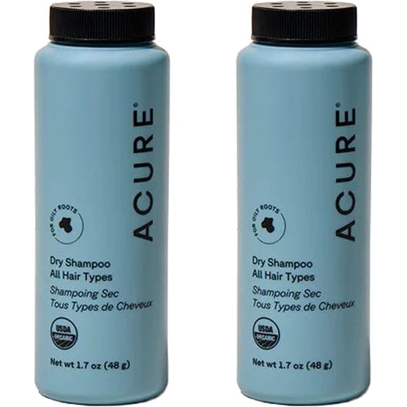 Acure Dry Shampoo for All Hair Types, Dry Powder Shampoo with Rosemary, Peppermint & Arrowroot, Absorbs Excess Oil & Remove Buildup, 48g, pack of 2