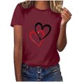 thumbnail image 2 of Meichang Hauts pour Femmes, T-Shirts de la Saint-Valentin, Imprimé Cœur, Manches Courtes, Coupe Ample, Col Rond, Mignons, 2 of 6