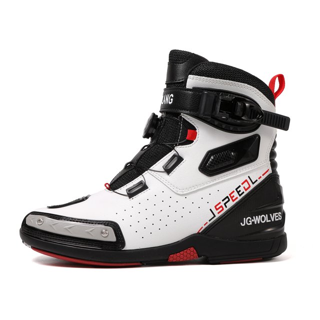 JG WOLVES - Summer Motorcycle Riding Boots - Breathable & Protective Gear for Men & Women - Road Racing & Commuting Shoes,White,39