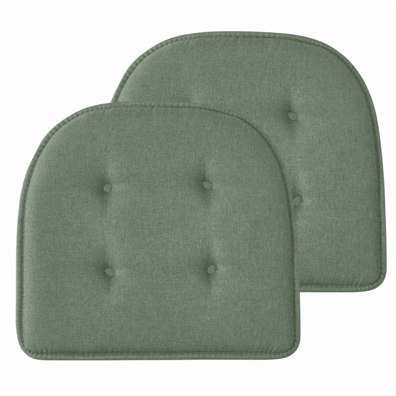 Coussins de chaise en mousse à mémoire de forme en forme de U, capitonnés et antidérapants, pour chaises de bureau et de cuisine, ensemble de 6, vert