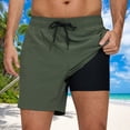 thumbnail image 2 of hotojiny 2 in 1 Workout Shorts for Men Fashion Color Block Stretch Gym Short Pants Breathable Drawstring Running Athletic Shorts, 2 of 4