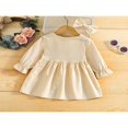 thumbnail image 3 of Tenues d'Automne 2 Pcs pour Filles Tout-Petits Robe Mignonne à Manches Longues Col en V avec Nœud pour Cheveux, 3 of 7