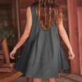 thumbnail image 4 of Penkiiy Robe Courte Sans Manches à Col en V pour Femme, Ample, d'Été, Plissée, Évasée et Fluide, m Gris, 4 of 7