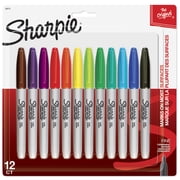 Sharpie Permanent Markers, Fine Point, Assorted Colours, 12 Count