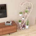 thumbnail image 4 of Patiojoy 5-Tier Metal Plant Stand, Heart-shaped Plant Shelf Tiered Plant Stand with 4 Hanging Hooks, Wide Slatted Platform Pink & Blue, 4 of 10