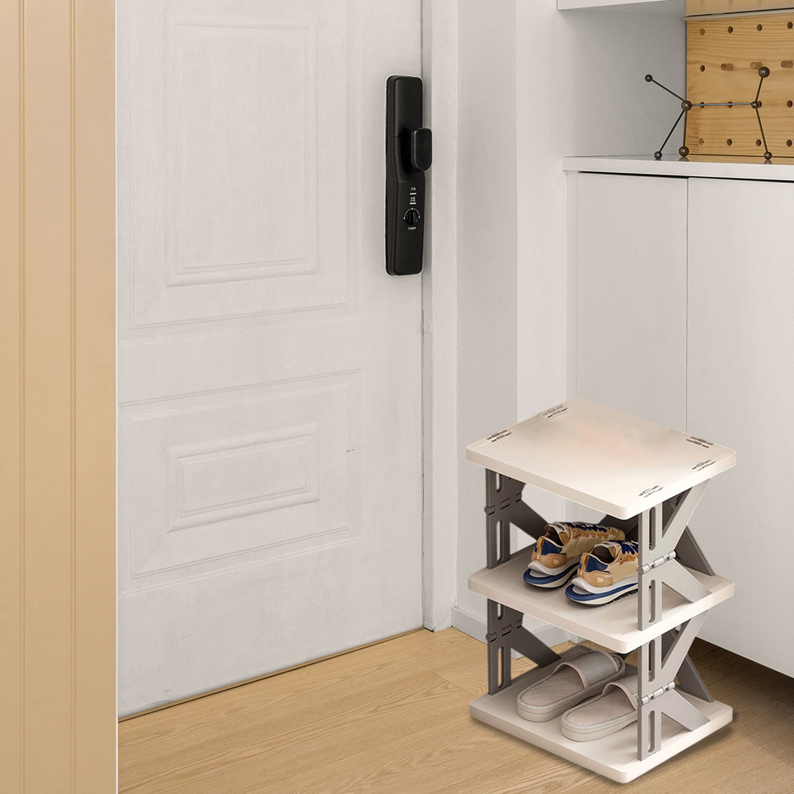 TIMIFIS Kitchen Appliances Shoe Rack for Home Use Doorway Simples Narrow Model Rental Housing Free Installation Plastic Folding Shoe Racks Storage & Organization
