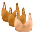 thumbnail image 2 of Bras for Women, 3PC Womans Large Size Solid Color Without Steel Ring Gathering Comfortable Bras Daily Bra, 2 of 2