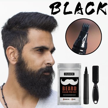 TopLLC Beard Filling Pen Bifurcated Four Black Beard Natural Filling Brush Set 3ML beard pen