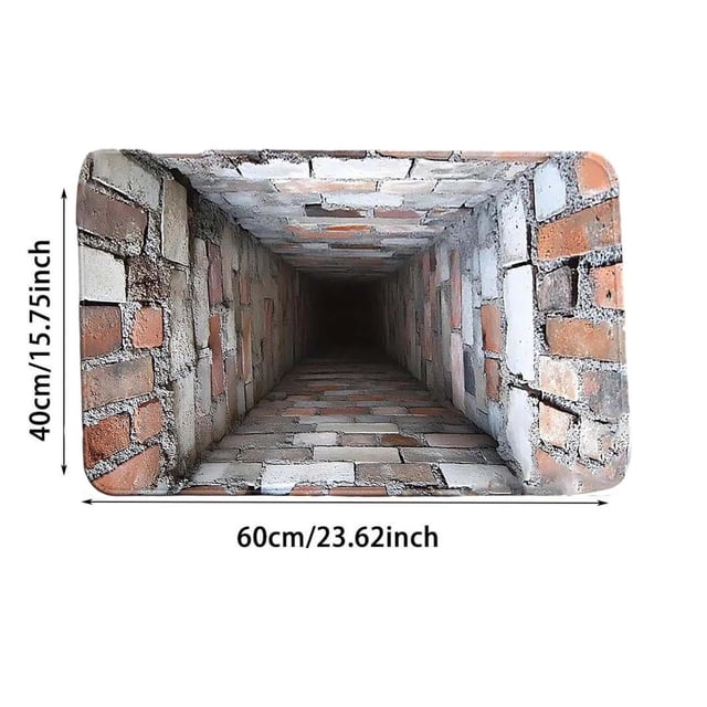 Aodebiao 3D Optical Illusion Rug, Brick Bottomless Hole Design Non- Area Rug for Living Room, Bedroom, Front Door Mat, Playroom & Gameroom Floor Carpet Decor