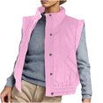 thumbnail image 2 of Women's Casual Solid Color Lapel Hooded Sleeveless Jacket with Elastic Hem for Spring and Summer, 2 of 8