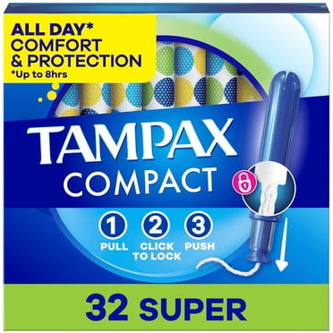 Tampax Tampons Pearl Compacts, avec Tresse Anti-Fuites et Applicateur Extensible, Super Absorption, Applicateur Compact et Extensible, Sans Parfum