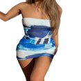 thumbnail image 1 of Women‘s Summer Off Shoulder Strapless Printing A Line Short Cami Bandeau Dress, 1 of 3