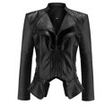 thumbnail image 2 of LOVZFMLL Jackets for Women's Leather Jacket With Zipper Stitching Jacket Jacket Short Leather Jacket, 2 of 7