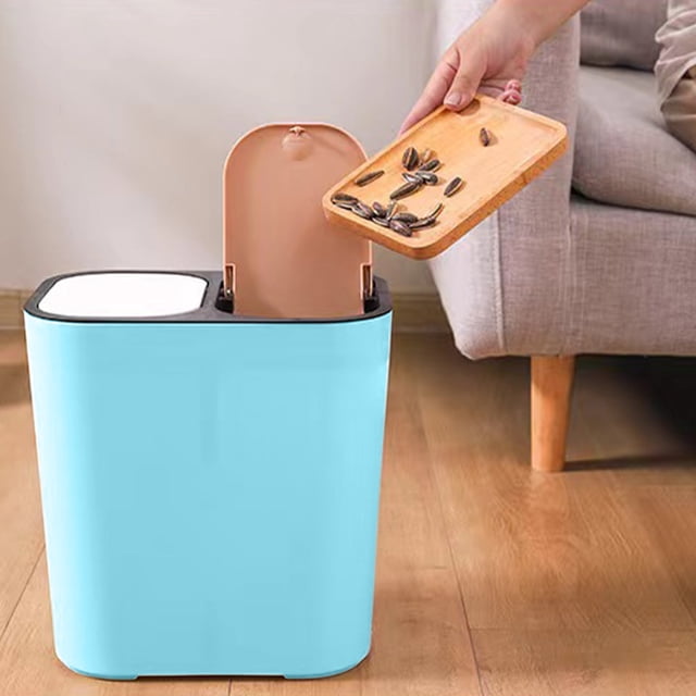 Dvkptbk bathroom trash can Compartment Trash Can for Kitchen Waste White Waste Container with Lid for Dry and Wet Separation Stylish Home Garbage Bin