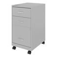 thumbnail image 1 of Pemberly Row 18in 3 Drawer Metal Mobile Filing Cabinet Ball Bearing Slide Silver, 1 of 11