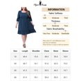 thumbnail image 5 of GRACE & GRANDEUR Robe Midi à Pois Suisses pour Femme Grande Taille, Taille Smockée, Manches 3/4, 4X Bleu, 5 of 5