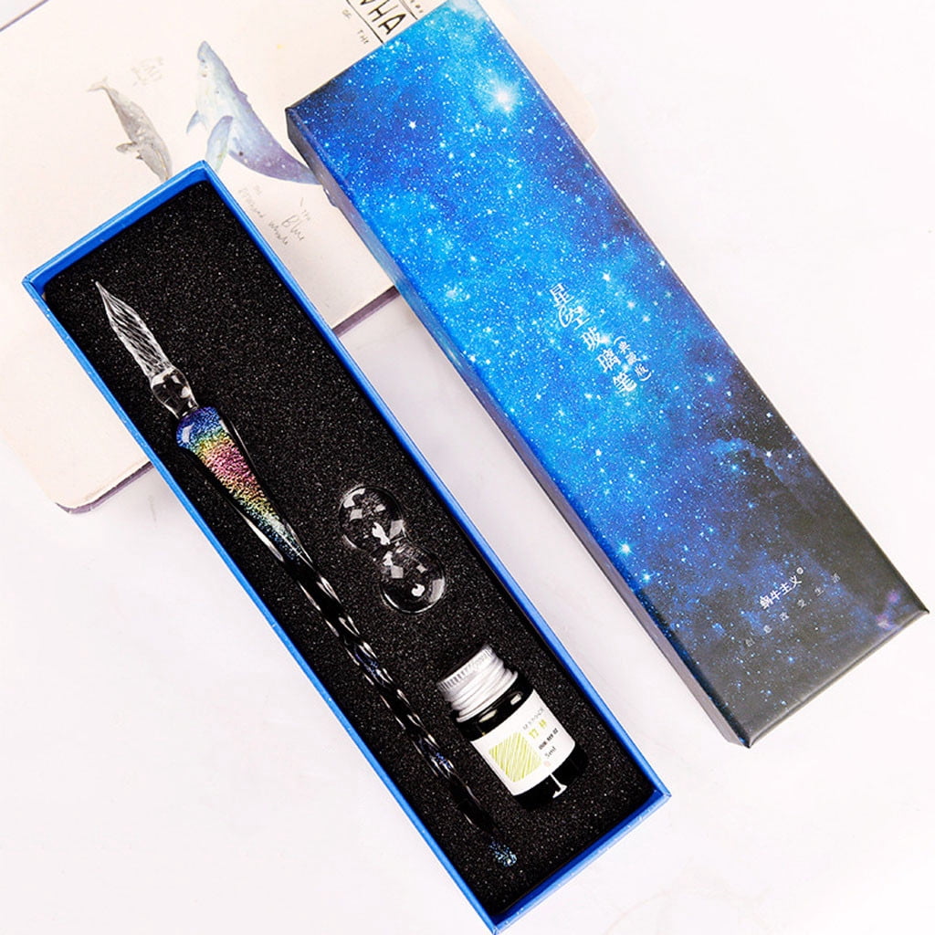 Pens For Teachers Gifts Student Supplies Crystal Glass Dip Pen Colored Glass Pen Creative Business Office Pen Gift 5ML Multi-color