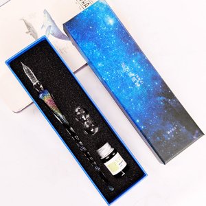 Stylos pour enseignants Cadeaux fournitures pour étudiants cristal verre dip stylo en verre coloré stylo d'affaires créatif bureau cadeau stylo 5ML Multicolore