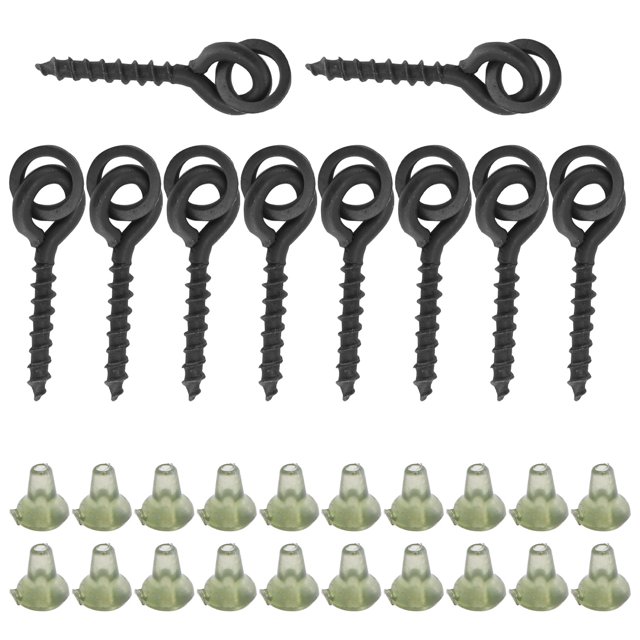 Bait Screws, 10pcs with 20pcs Carp Rig Ring Stops, Simple Design Light Compact for Carp Fishing Tackle
