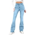 thumbnail image 1 of JMYHOAM Jeans for Women Ladies' Elastic Wide Leg High Waist Versatile Loose Straight Leg Jeans, 1 of 8
