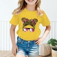 thumbnail image 2 of LUOGENLI T-Shirt pour Filles Enfant Filles Mignon Imprimé Graphique Col Rond Manche Courte Tee Été Décontracté Chemise Hauts Boho Maxi Hauts Jaune 7-8 Ans, 2 of 5