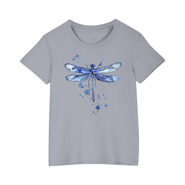 Économies d'Été! SROBPTY T-Shirts à Manches Courtes pour Tout-Petits, T-Shirt Imprimé pour Garçons Tout-Petits Mode Col Rond Imprimé Manches Courtes Gris, 9 Ans