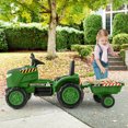 thumbnail image 4 of Gymax 2-in-1 Electric Toy Car 12V Kids Ride On Tractor w/ Trailer Remote Control Lights Grayish Green, 4 of 10