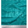 thumbnail image 1 of Soimoi Green Modal Satin Fabric Dot & Sketch Monuments Architectural Print Fabric by the Yard 42 Inch Wide, 1 of 3