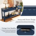 thumbnail image 3 of MODERNLUXE Table Console Moderne de 60 Pouces, Table Étroite et Longue pour Sofa avec 3 Tiroirs, Tablette de Rangement Ouverte et Design en Nid d'Abeilles, Table de Couloir derrière Canapé pour Entrée, Salon, Foyer, Bleu Marine, 3 of 8
