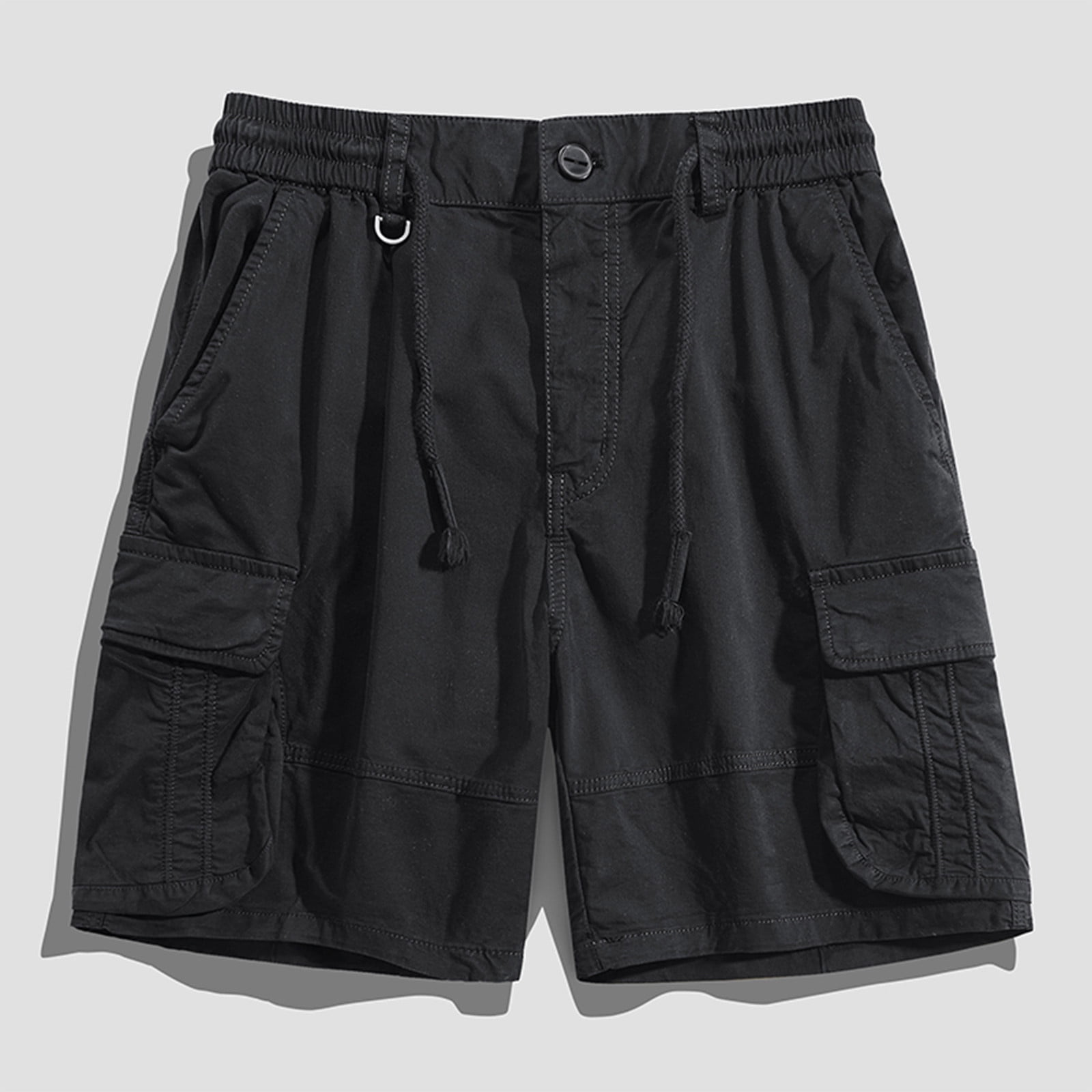 Mens Sports Leisure Elastic Waist Multi-Pockets Relaxed Summer Shorts Pants