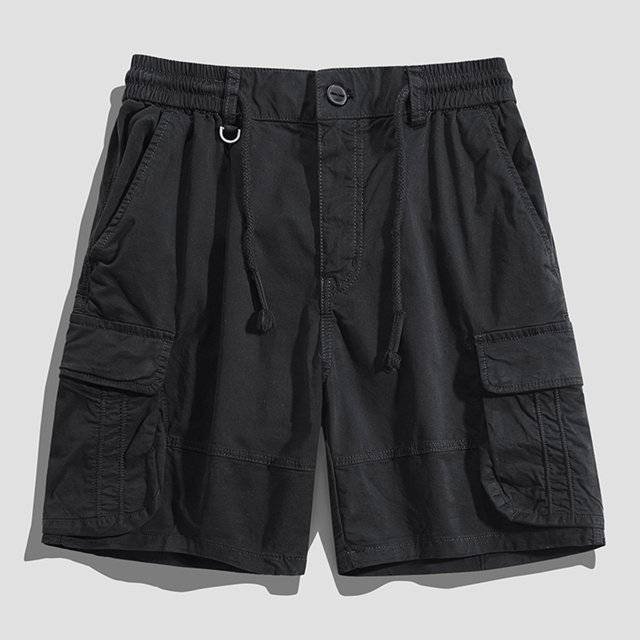Mens Sports Leisure Elastic Waist Multi-Pockets Relaxed Summer Shorts Pants