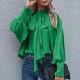 thumbnail image 2 of Timegard T Shirts for Women Ruffle Long Sleeve Crew Neck Tops Soft Solid Color Casual Loose Dressy Blouses, 2 of 5
