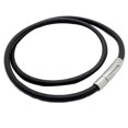 thumbnail image 1 of Collier pour Hommes Garçons Noir Rond en Similicuir avec Cordon et Cadenas en Acier Inoxydable Bijoux, 1 of 5