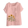 thumbnail image 4 of SMihono Hauts d'Été Décontractés pour Femmes, T-Shirt Ample à Manches Courtes et Col Rond Imprimé Floral, Grande Taille, 4 of 5