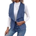 thumbnail image 3 of Gilet Sans Manches en Peluche Simple et Décontracté pour Femmes Automne et Hiver, Cardigan Bleu M, 3 of 10