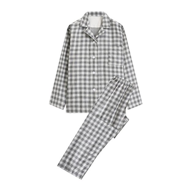 LSLJS Ensembles de Pyjama pour Hommes Décontractés Vêtements d'Intérieur Hauts à Manches Longues Pantalons Col Rabattu Pyjamas de Nuit Ensembles Cadeaux pour Hommes