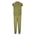 thumbnail image 3 of Timegard Ensembles Lounge pour Femmes, Haut Court à Manches Cap, Pantalon à Bas Resserré avec Poches, Couleur Unie, Tenues Amples, 3 of 4