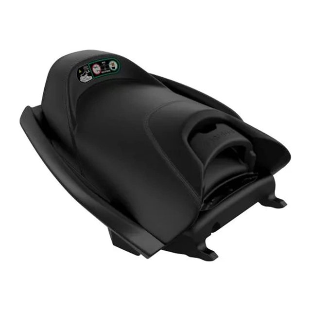 BRP Sea-Doo OEM Passenger Seat in Black for RXP-X (2021 & Up), 295100923. A black passenger seat for RXP-X watercraft, offering two grab options for secure riding. Tool-free installation makes it a convenient accessory for enhancing passenger comfort on personal watercraft.