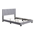 thumbnail image 1 of Boyd Sleep Brussels Faux Leather Queen Platform Bed Frame and Headboard, Grey, 1 of 7