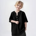 thumbnail image 2 of zbxnLI Kids Girls Spring Long Sleeve Shirts Button V Neck Casual Loose T-Shirts Solid Color Summer Tops, 2 of 7