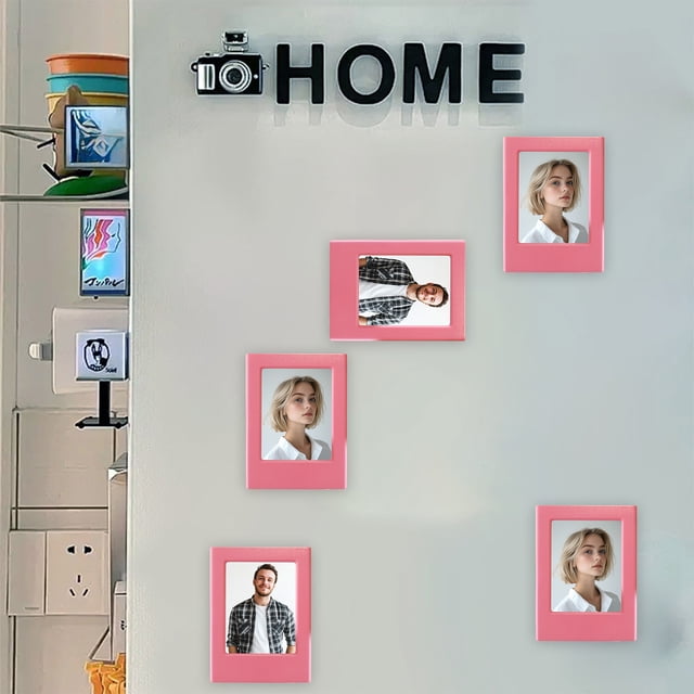 Magnetic Photo Frame for Wall or Fridge | ABS Plastic, No-Drill , Scratch-Resistant Clear Lens | 6.5x8.8cm | Multicolor | Waterproof, Easy Install Display Stand