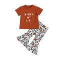 thumbnail image 1 of goowrom Little Girls Short Sleeve Letter Top, Printing Flared Trousers Set, 1 of 9