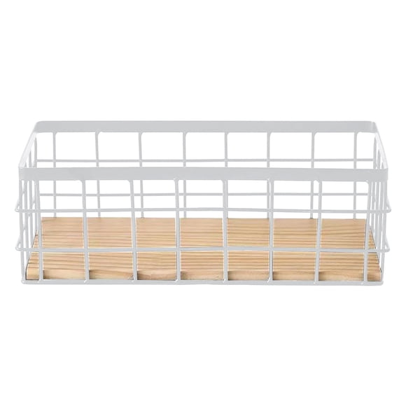 Renjiang Wall Wire Baskets Bin No Drilling Adhesive Hanging Baskets Wall Mounted for Cabinet & Pantry Organization and Kitchen, Bathroom, Bedroom Storage Organizer Bins