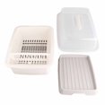 thumbnail image 5 of Dish Drying Rack and Drain Board with Lid Cover, Minimalist Dustproof Space Saving, Kitchen Plate Cup Dish Drying Rack Tray Cutlery Dish Drainer [L], 5 of 5