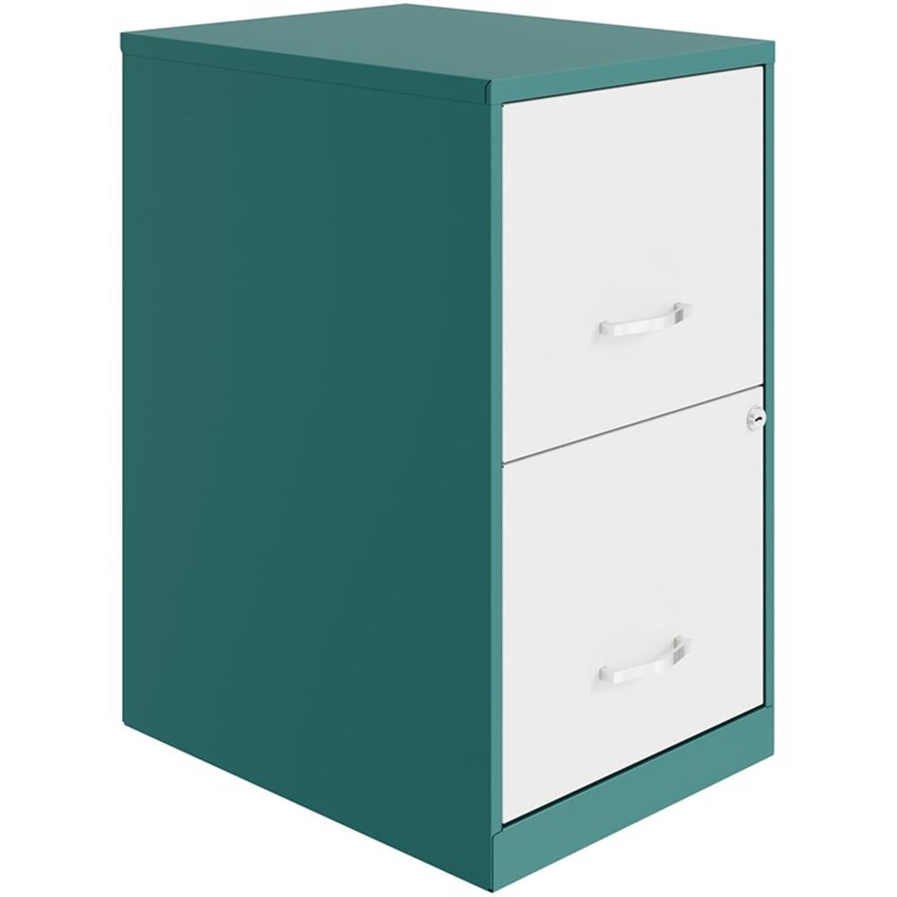 Space Solutions 18in. 2 Drawer Metal File Cabinet in Teal/White