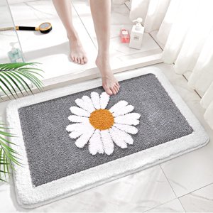 Bathroom Rugs Mat Soft Plush Shower Mats for Bathroom Non-Slip Bath Rugs with Rubber Backing Floor Mat Machine Wash Bath Mat for Bathroom Shower Tub Floor, Water Absorbent,Microfiber ,Gray,20x32''