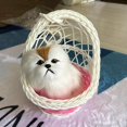 thumbnail image 2 of Cute Simulation Cat Kitten Plush Doll Toy Desktop Figurine with Hanging Basket, 2 of 10